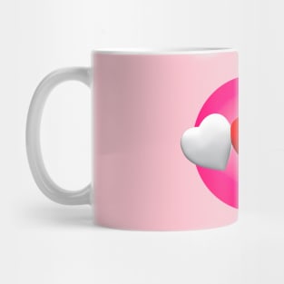 Three red hearts in chocolate pink love Mug